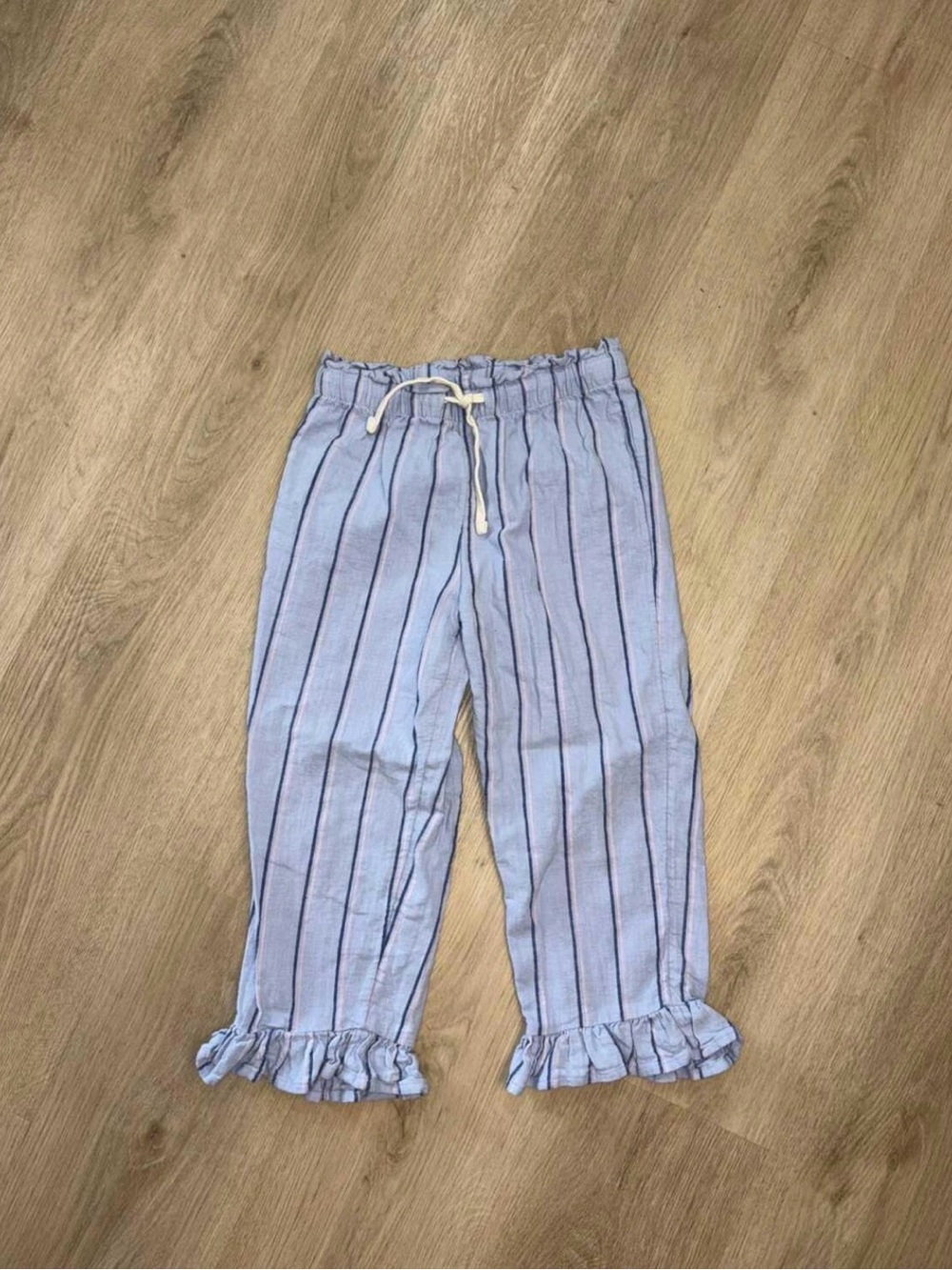 Joe Fresh Blue Striped Ruffle Hem Pants